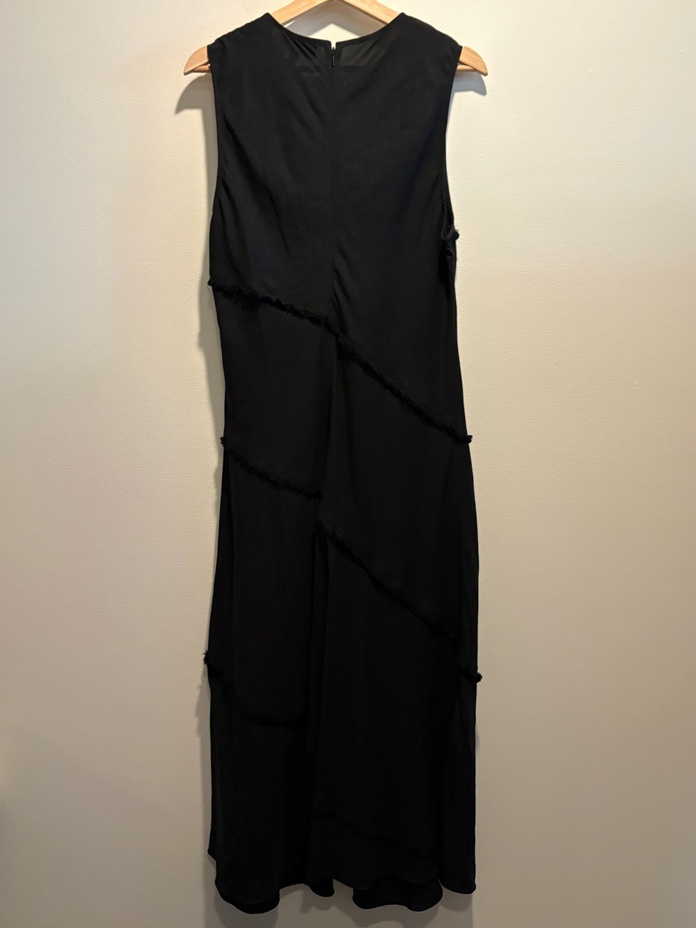 & Other Stories || Sleeveless A-Line Midi Dress Seamed Ruffle Linen Blend Black - Picture 5 of 8